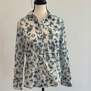 J. Crew Blue Floral Button Down Shirt